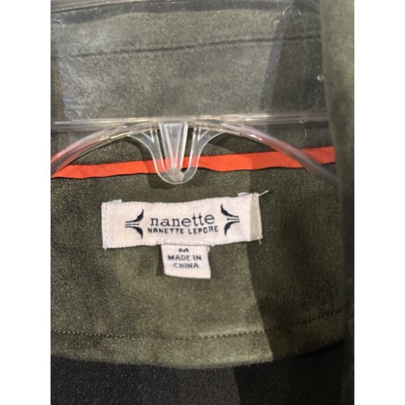 Nanette Lepore Womens Olive Green Faux Suede Cropped Jacket M - Picture 2 of 8